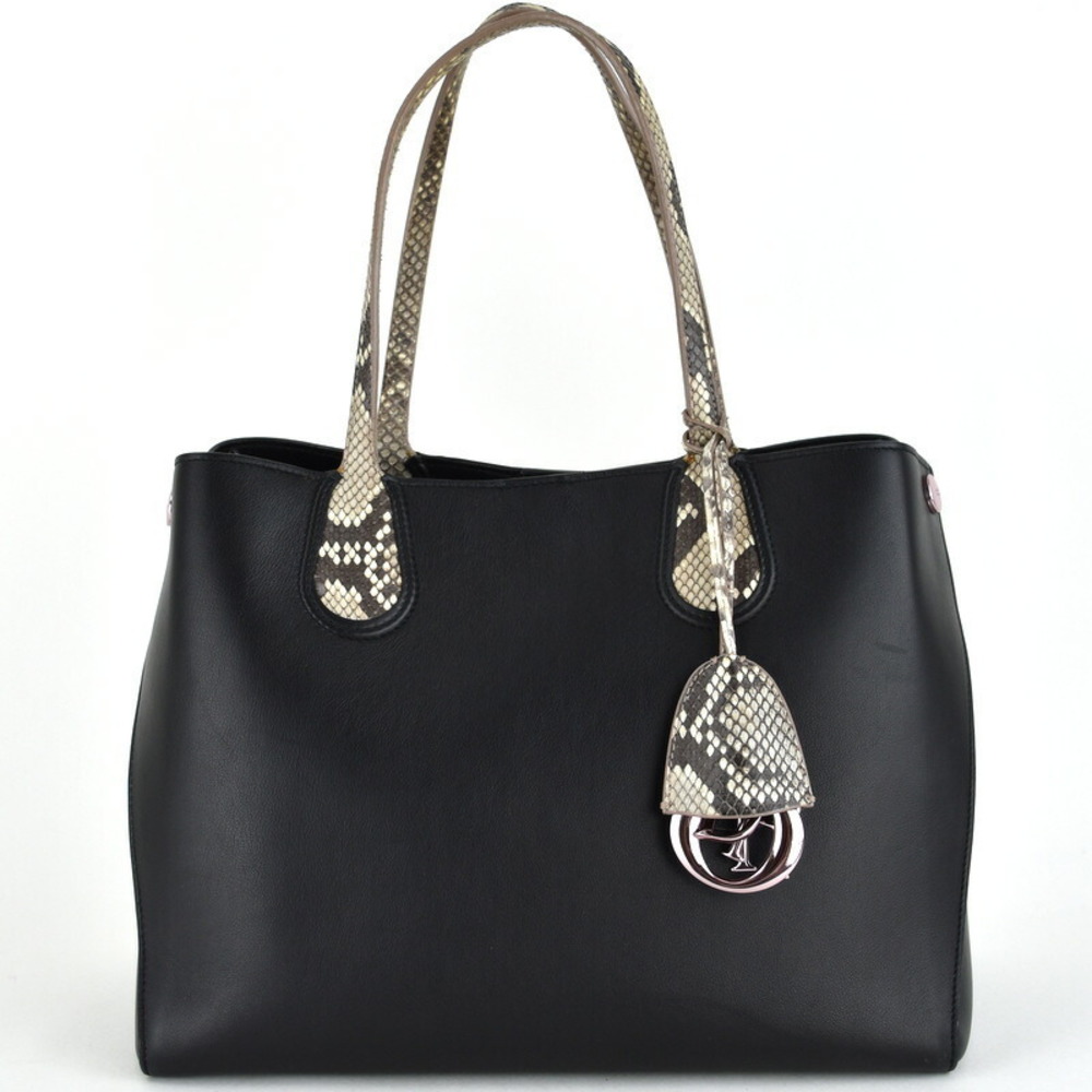 Dior Addict Tote Bag Leather Python Black Handbag